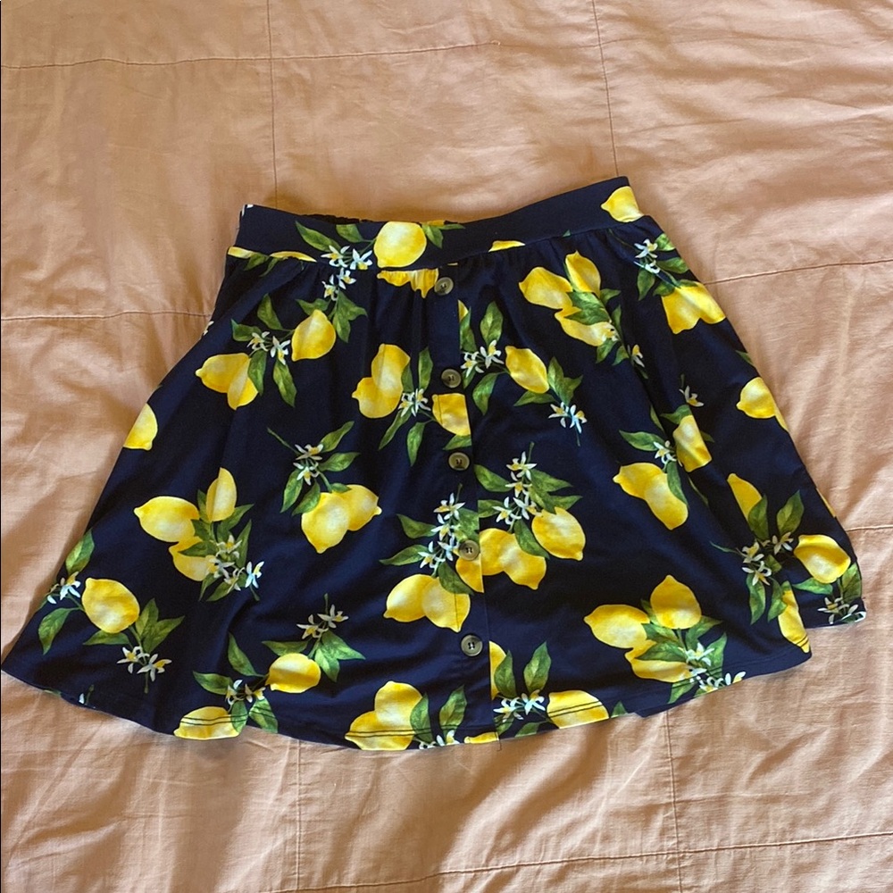 French Grey Navy and Lemon Yellow Skater Mini Skirt